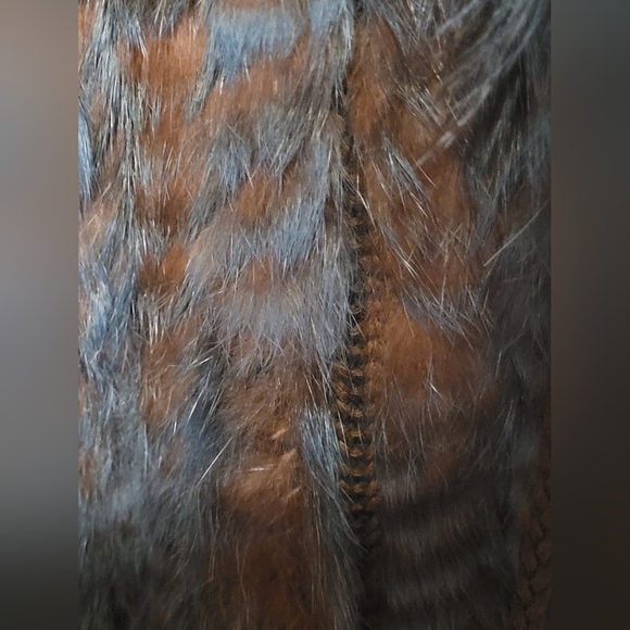 Vintage Dana Stein Collared Blue Brown Rabbit Racoon Fur Vest Coat Size XL - Picture 6 of 15